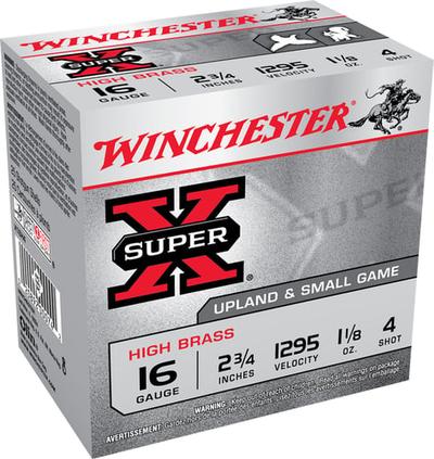 Winchester X16H4 Super-X Shotshell 16 GA, 2-3/4 in, No. 4, 1-1/8oz | 020892000742 | Winchester | Ammunition | Shotshell 